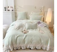 Generico Lace Cotton Flower Bedding Set for Woman,4 Piece Bedding Ultra Soft Light Summer Thin Quilt,Cute Duvet Simple Embroidery Quilt Cover King,Summer Comforter Blanket Bed Throw