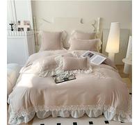 Generico Lace Cotton Flower Bedding Set for Woman,4 Piece Bedding Ultra Soft Light Summer Thin Quilt,Cute Duvet Simple Embroidery Quilt Cover King,Summer Comforter Blanket Bed Throw