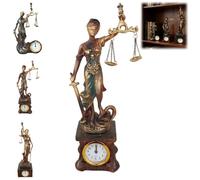 Generico Lady Justice Statue-Functional Clock Integration, Scale of Justice Sculpture Elegant Resin Ornament, Classical Balance Design Goddess Fairness Figurine for Home Office Decor