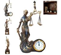 Generico Lady Justice Statue-Functional Clock Integration, Scale of Justice Sculpture Elegant Resin Ornament, Classical Balance Design Goddess Fairness Figurine for Home Office Decor