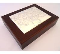 Generico L'ALBERO DELLA VITA ARGENTO cm18x14 PORTAGIOIELLI COFANETTO PORTAGIOIE SCATOLA LEGNO cm24x20x6 -> TUO IN 48h