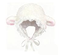 Generico Lamb Bonnet, Cartoon Lamb Hat Cute Caps, Cute Cartoon Sheep with Strap Beanie Winter Cosplay Photo Props Party Supplies (Lace version)