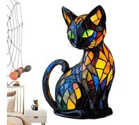 Generico Lampada a Forma di Gatto in Glasscolorato 17x10x10 cm Luce Notturna in Resina Colorata con Gatti retrò Resin Serie di lampade da Tavolo a LED 3D a Forma di Animale Domestico Per Decorazioni