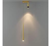 Generico Lampada a Sospensione a Tubo Lungo da Comodino con faretto da soffitto, luci sospese in Ferro battuto Dorato con Rotazione a 360°,per la Scala d'ingresso