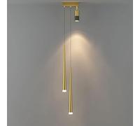 Generico Lampada a Sospensione a Tubo Lungo da Comodino con faretto da soffitto, luci sospese in Ferro battuto Dorato con Rotazione a 360°,per la Scala d'ingresso