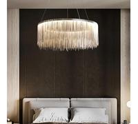 Generico Lampada a sospensione, Bellissima catena in alluminio con lampada a sospensione Art Déco for salotto, camera da letto, ristorante, a in metallo argentato(50cm,White light)