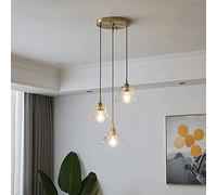 Generico Lampada a sospensione giapponese in ottone, lampada a sospensione moderna e semplice, for soggiorno, camera da letto, corridoio, sala da pranzo(3-Lights(Round))