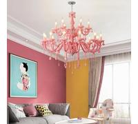 Generico Lampada a Sospensione in Cristallo Rosa, Sala d'Arte, Lampada a Candela, Soggiorno, Ristorante, Camera da Letto, lampadario, Lampadario da soffitto