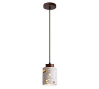 Generico Lampada A Sospensione In Terracotta Traslucida Con Cappuccio In Legno Nordico Per Sala Da Pranzo Isola Della Cucina(Brown)
