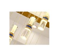 Generico Lampada a sospensione, Lampadario Moderno A LED Lungo, Lampada A Sospensione In Cristallo Di Design For Soffitta(3 heads,Golden chassis)