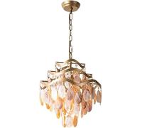 Generico Lampada a sospensione moderna con paralume in metallo di cristallo Lampadario a conchiglia rosa Lampadario a soffitto unico a più livelli E27 a 4 luci con carillon di .,lampadari