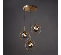 Generico Lampada a sospensione moderna in vetro industriale a 3 luci con paralume a sfera in vetro Lampada a sospensione regolabile in filo sospeso, Lampadario da soffitto