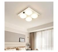 Generico Lampada a sospensione, Plafoniere for camera da letto in stile medievale Wabi-sabi 40 cm 50 Bianco argento color noce Soggiorno Lampada soffitto quadrata semplice 220 V(Silver 40cm)
