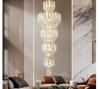 Generico Lampada a sospensione, Villa duplex Soggiorno Luce di cristallo Hall Lampadario vuoto Edificio centrale Semplice scala a chiocciola lungo(Dia80CM H300CM,3 Changeable)