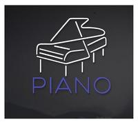 Generico Lampada al neon Lampada da tavolo al neon con motivo a pianoforte, atmosfera rilassante, sala giochi