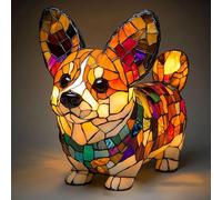 Generico Lampada Corgi, 7.87 Pollici Serie Cani Luce Notturna Artistica, Lampada Tavolo Resina Macchiata, Animale Simpatiche Cani Lampade Comodino Tema Luci Artistiche, Per Decorazioni Camera Letto