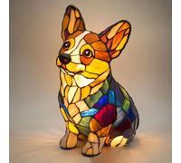Generico Lampada Corgi, 7.87 Pollici Serie Cani Luce Notturna Artistica, Lampada Tavolo Resina Macchiata, Animale Simpatiche Cani Lampade Comodino Tema Luci Artistiche, Per Decorazioni Camera Letto