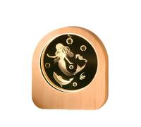 Generico Lampada Cristallo 3D - Luce Notturna LED USB con disegno inciso al laser - Base in legno decorativa - Idea Regalo originale per casa e camera da letto (Sirena)