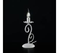 Generico Lampada da Comodino Lumetto Moderno Shabby Chic Bianco in Ferro Battuto, Abat Jour Camera da Letto, Bon-95