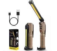 Generico Lampada da Lavoro LED COB Ricaricabile USB-C | Magnetica, Pieghevole, 5 modalità Luce,Funzione Power Bank per Officina e Auto
