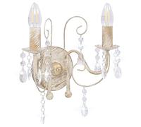 Generico Lampada da Muro con Perle Bianca per 2 Lampadine E14,Illuminazione,Lampade-281590