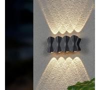 Generico Lampada da parete a LED for esterni, luci da veranda in alluminio, applique da parete esterna nera, lanterna da parete impermeabile compatibile con porta, garage, cortile, plafoniera