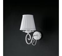 Generico Lampada da parete applique in ferro battuto bianco shabby chic con paralume 1 luce bon-219