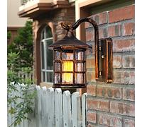 Generico Lampada da parete esterna a LED impermeabile V-intage Lanterna a cherosene Lampione stradale Applique da parete industriale compatibile con bar caffetteria, plafoniera