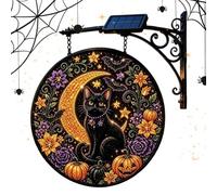Generico Lampada da parete LED a forma di gatto nero e luna con di