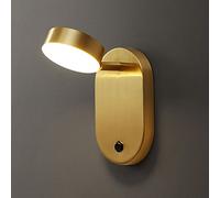 Generico Lampada da parete moderna interamente in rame 9W LED dimmerabile for montaggio a Illuminazione a con rotazione a 360 ° interruttore Applique for lettura sul comodin(Style A)