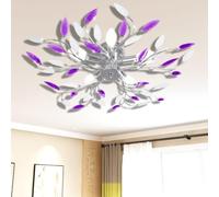 Generico Lampada da Soffitto Bianco e Viola in Cristalli Acrilici 5 E14,Multicolore,1.7kg,241477