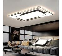 Generico Lampada da soffitto Moderna a LED Compatibile con Soggiorno Camera da Letto Studio casa con Telecomando dimmerabile lampadario Rettangolare Nero, plafoniera