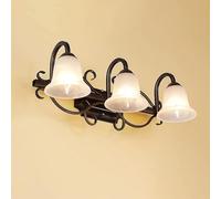 Generico Lampada da specchio for trucco con luce a V, paralume in vetro, applique for in metallo nero, lampada rustica for fattoria,lampadario