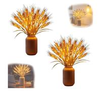 Generico Lampada da tavolo a LED con gambo di grano in stile raccolto dorato, lampada rustica a batteria for decorazioni for la casa e il matrimonio (2 pezzi)(2pcs)