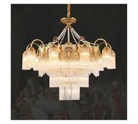 Generico Lampada in ottone classica V-intage grande lampada a sospensione luci sospese foyer lampadario in cristallo di lusso for chiesa(19lights D98 H85cm)