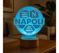 Generico Lampada in Plexiglass con Base Nera Disegno Pallone del Napoli Sarò Con Te Calcio Decor Night Light LED Luce Camera 7 Colori