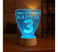 Generico Lampada in Plexiglass con Base Nera Disegno Scudetto del Napoli Calcio data 04 Maggio 2023 e Nome Personalizzato Decor Night Light LED Luce Camera 7 Colori