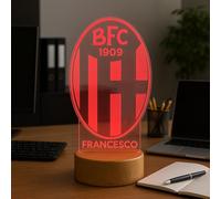 Generico Lampada in Plexiglass con Base Nera Disegno Stemma del Bologna Calcio e Nome Personalizzato Decor Night Light LED Luce Camera 7 Colori