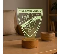 Generico Lampada in Plexiglass con Base Nera Disegno Stemma del Frosinone Calcio e Nome Personalizzato Decor Night Light LED Luce Camera 7 Colori