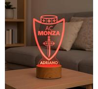 Generico Lampada in Plexiglass con Base Nera Disegno Stemma del Monza Calcio e Nome Personalizzato Decor Night Light LED Luce Camera 7 Colori