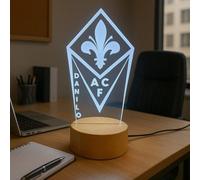 Generico Lampada in Plexiglass con Base Nera Disegno Stemma della Fiorentina Calcio e Nome Personalizzato Decor Night Light LED Luce Camera 7 Colori