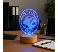 Generico Lampada in Plexiglass con Base Nera Disegno Stemma dell'Atalanta Calcio e Nome Personalizzato Decor Night Light LED Luce Camera 7 Colori