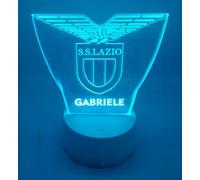 Generico Lampada in Plexiglass con Base Nera Logo Lazio Calcio e Nome Personalizzato Decor Night Light LED Luce Camera 7 Colori