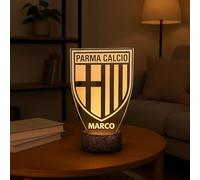 Generico Lampada in Plexiglass con Base Nera Logo Parma Calcio e Nome Personalizzato Decor Night Light LED Luce Camera 7 Colori