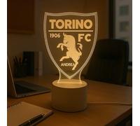 Generico Lampada in Plexiglass con Base Nera Logo Torino Calcio e Nome Personalizzato Decor Night Light LED Luce Camera 7 Colori