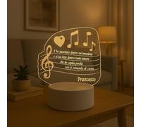 Generico Lampada in Plexiglass con Base Nera Spartito Musicale e Citazione Frase Vasco Rossi Personalizzata con Nome Decor Night Light LED Luce Camera 7 Colori San Valentino Amore
