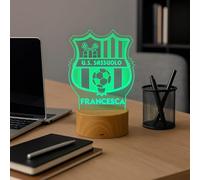 Generico Lampada in Plexiglass con Base NeraDisegno Stemma del Sassuolo Calcio e Nome Personalizzato Decor Night Light LED Luce Camera 7 Colori