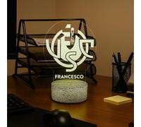 Generico Lampada in Plexiglass Disegno Stemma Cremonese Calcio e Nome Personalizzato Decor Night Light LED Luce Camera 7 Colori