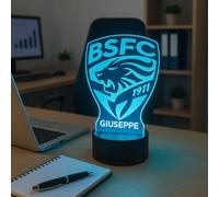 Generico Lampada in Plexiglass Disegno Stemma del Brescia Calcio e Nome Personalizzato Decor Night Light LED Luce Camera 7 Colori