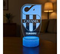 Generico Lampada in Plexiglass Disegno Stemma del Catania Calcio e Nome Personalizzato Decor Night Light LED Luce Camera 7 Colori